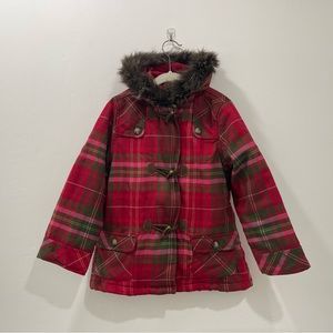 Gymboree Girls Plaid Hooded Toggle Coat Sz S/5-6